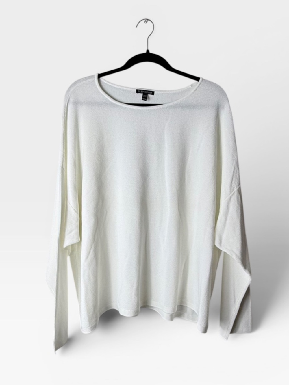 Eileen Fisher White Pullover  Women's Size XL Jewel Neck Box-Top Long Sleeve (T)